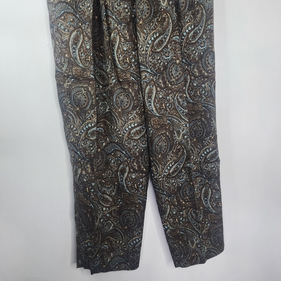 Woolrich Brown Paisley Rayon Pleated Pants - Picture 4 of 11